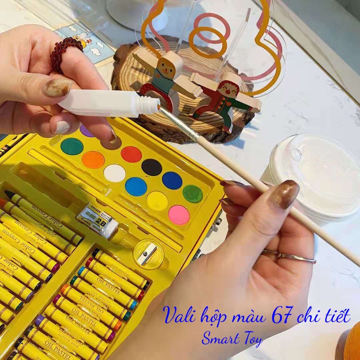 Vali bút màu 67 chi tiết vịt vàng G-DUCK hộp màu cho bé tập tô màu tập vẽ làm quà tặng Smar Toy