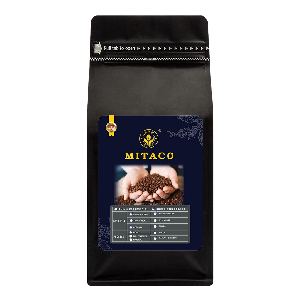 Cà phê nguyên chất Hảo Hạng F2 MITACO COFFEE (Gói 1kg)