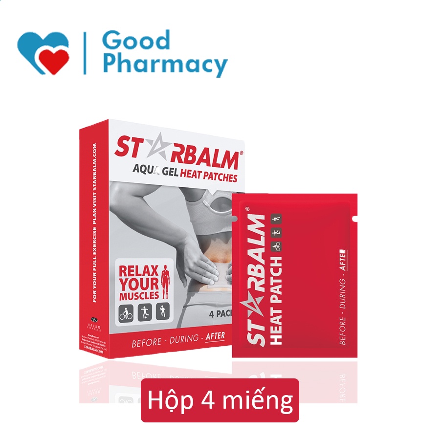 Miếng dán nhiệt Starbalm giúp giảm đau cơ, vai, lưng, bầm tím, bong gân, đau bụng kinh, nhức mỏi, căng cơ, cứng cổ