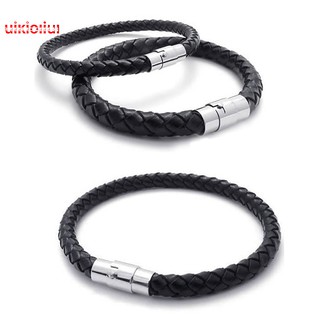 Vòng đeo tay da Inox màu đen thời trang cho nam nữ kèm phụ kiện