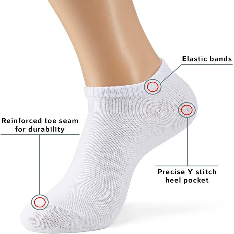 Set 5 Đôi Vớ Thể Thao Màu Trơn Chất Liệu Cotton Thoáng Khí Thời Trang Mùa Hè
