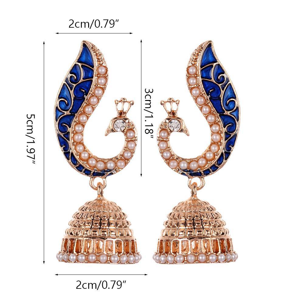 LAY 1 Đôi Bông Tai Hình Con Công Theo Phong Cách Ấn Độ