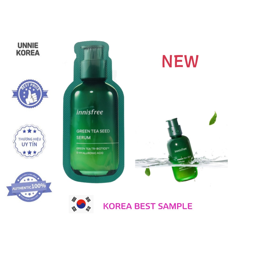 Combo 10 gói tinh chất trà xanh dưỡng ẩm sâu Innisfree Green Tea Seed Serum 1ml