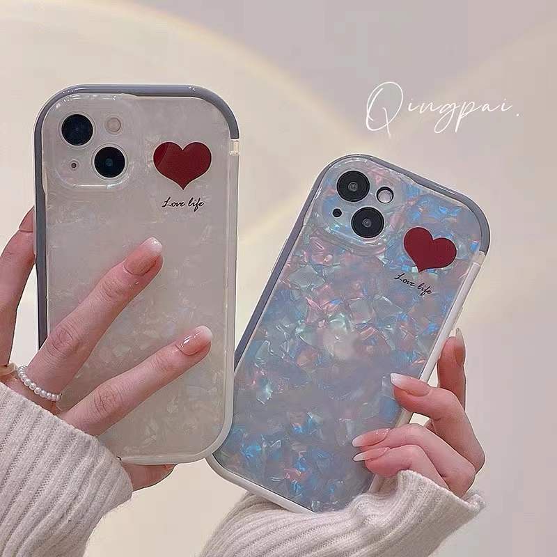 Ốp Điện Thoại In Hình Trái Tim Phối Ngọc Trai Cho iPhone 12 13 11 Pro Max X Xs Max Xr 7 8 Plus