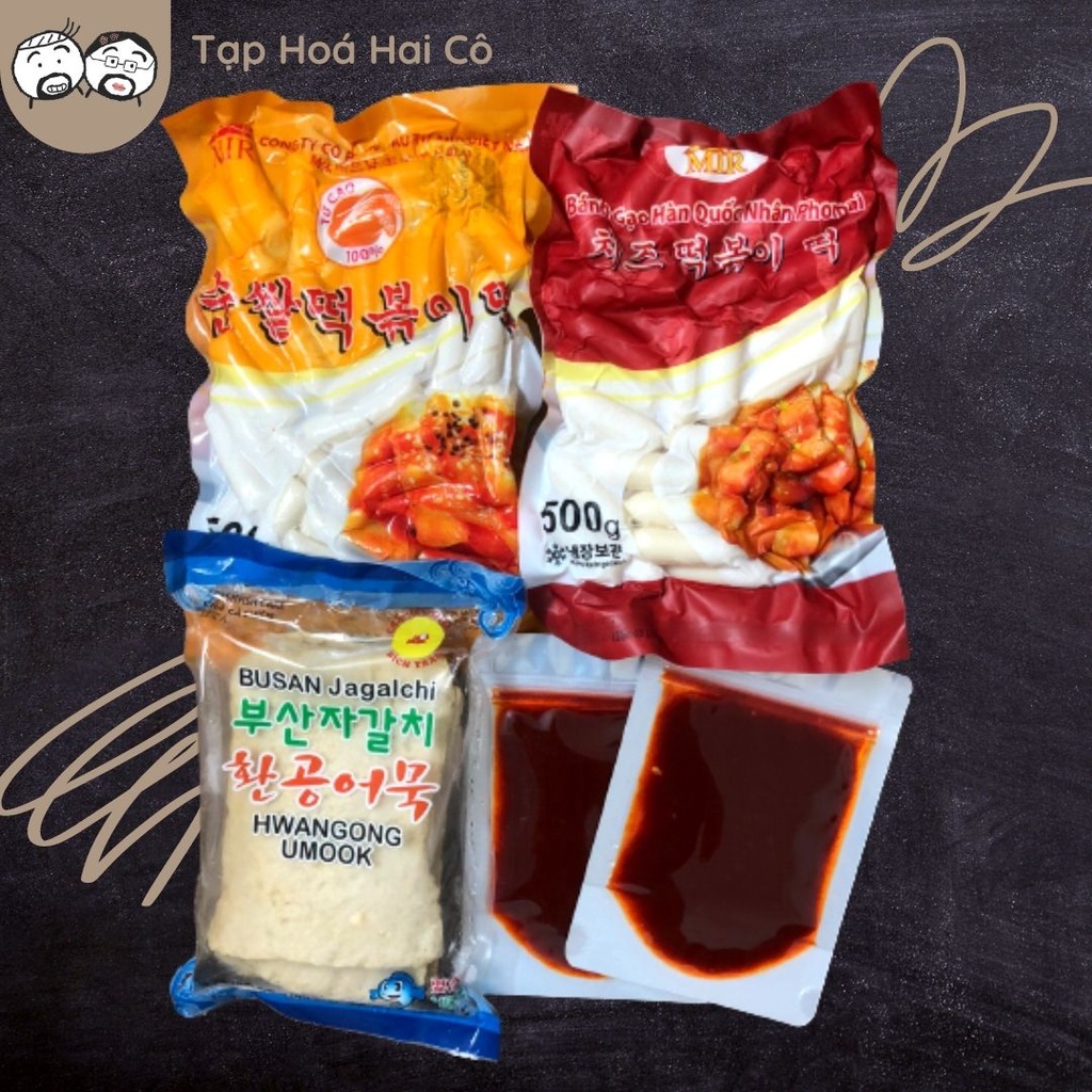Combo 2 bánh gạo Hàn Quốc TOKBOKKI (1thường , 1 nhân phô mai), chả cá loại ngon kèm 200g sốt