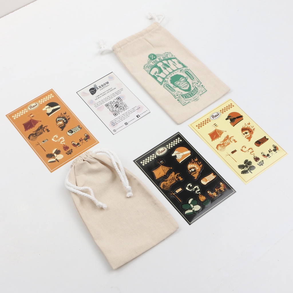Túi rút mini Basic Canvas Vải Bố Mộc Arrow Shop