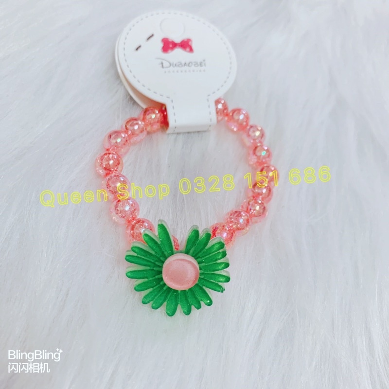 Vòng đeo tay chuỗi hạt nhiều màu sắc hình bông cúc siêu dễ thương cho bé