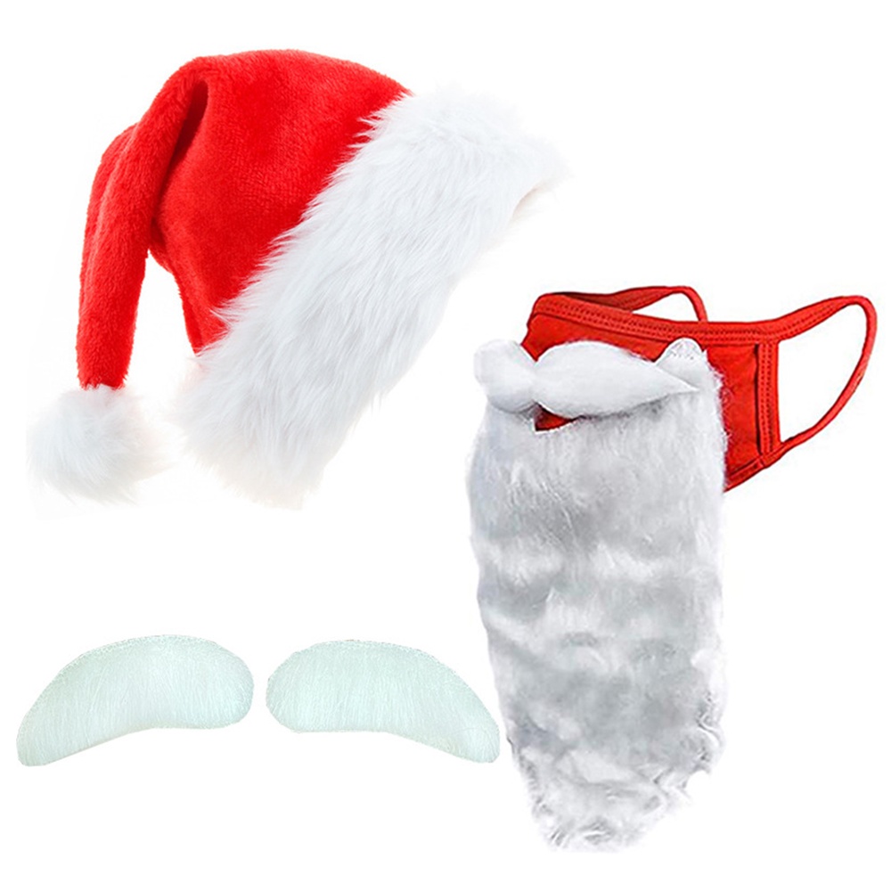 Mũ Ông Già Noel 3D Kèm Râu Cho Người Lớn Và Trẻ Em