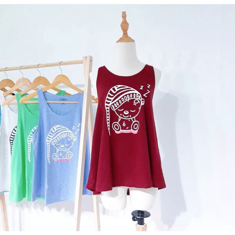 Áo ba lỗ nữ hình chú gấu siêu dễ thương cute hot hit hiện nay cotton đơn giản thoáng mát thoải mái tập gym giá rẻ