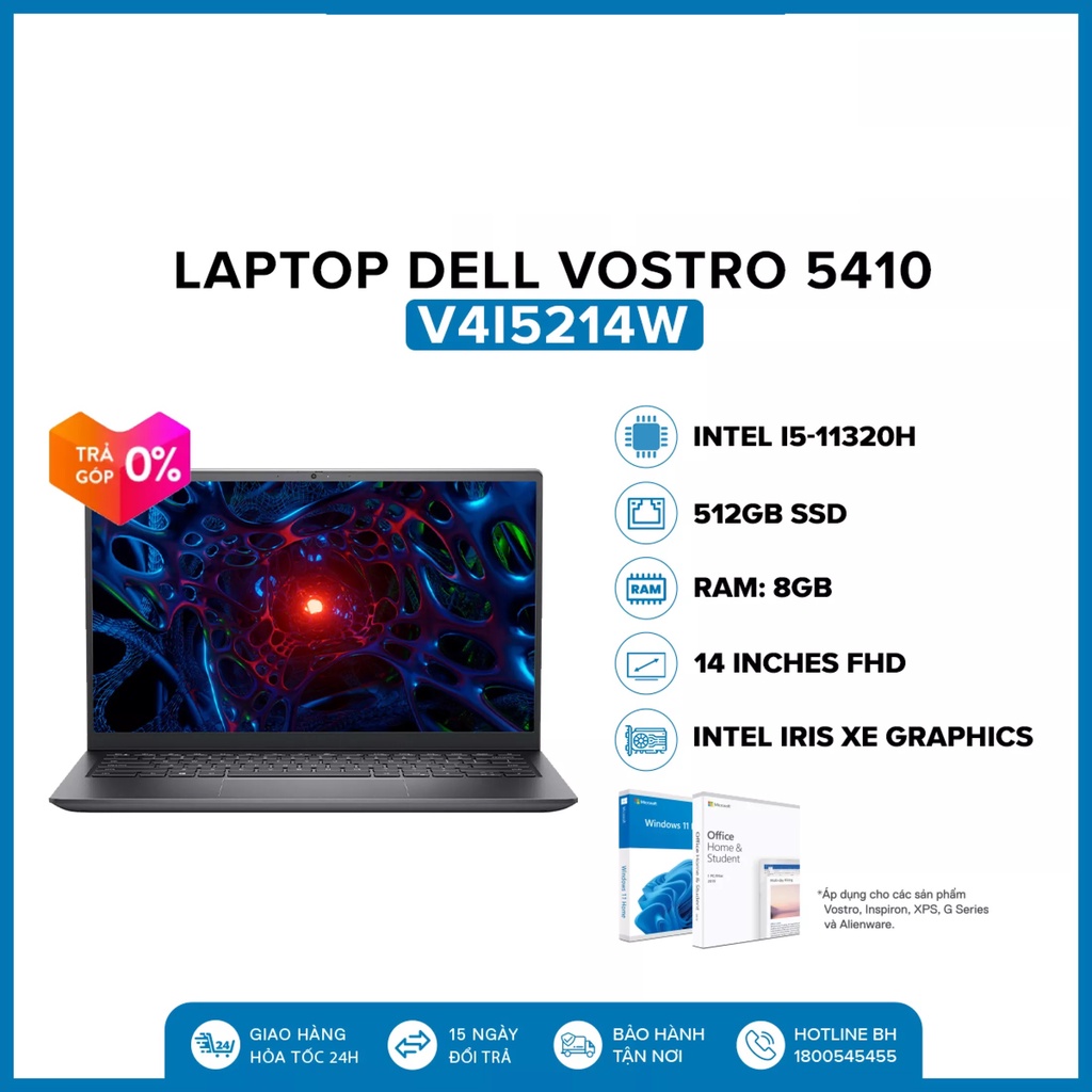 Laptop Dell Vostro 5410 V4I5214W (i5-11320H/ 8GB/ 512GB SSD/ 14 FHD/ Win 10) - HÀNG CHÍNH HÃNG