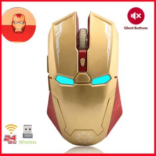 Chuột quang không dây 6 nút DPI USB 2.4GHz phong cách Iron Man yên tĩnh có thể điều chỉnh dành cho chơi game