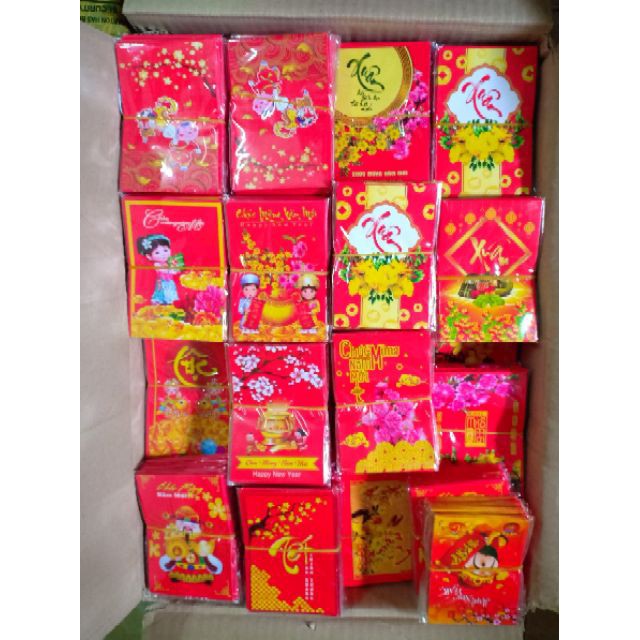 (Lốc 10 cái) Bao Lì Xì Tết Truyền thống loại nhỏ kt 7x10cm hình đẹp - Tài Lộc, May Mắn..
