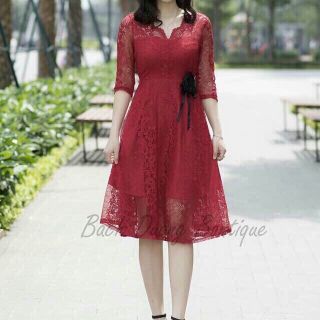 Đầm Ren Phối Voan Dáng Xòe Tay Lỡ