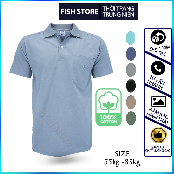 Áo polo nam form rộng cotton đẹp trung niên tay ngắn cao cấp FF49M