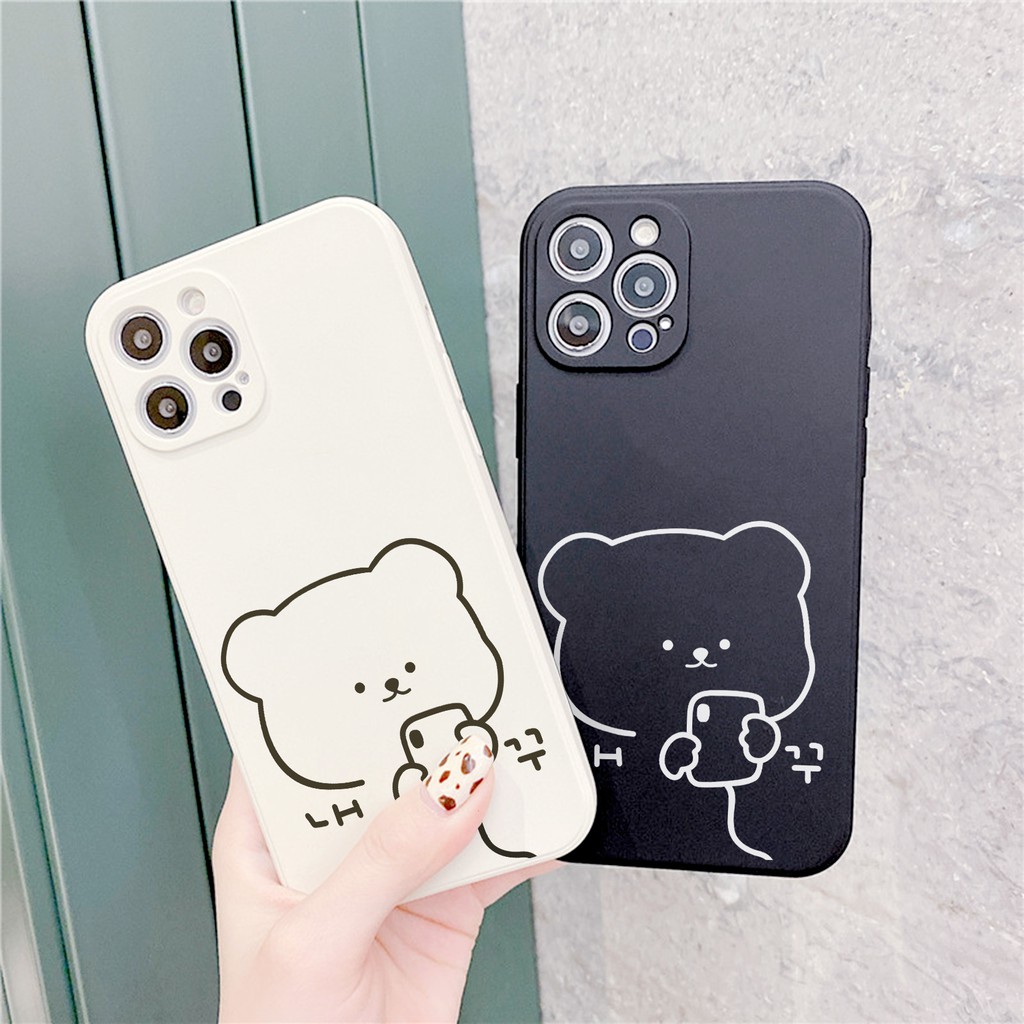 Ốp lưng iphone Bearphone cạnh vuông 5/5s/6/6plus/6s/6splus/7/7plus/8/8plus/x/xr/xs/11/12/pro/max/plus/promax