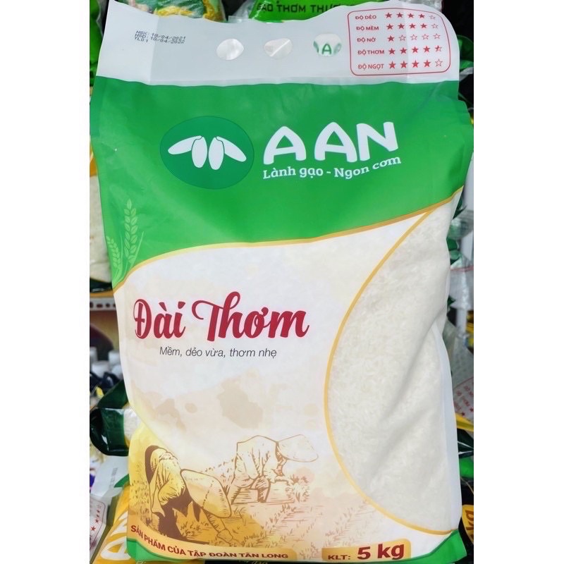 Combo 5 Túi Gạo Đài Thơm 8 - Gạo Dẻo, Ngon, Mùi Thơm Nhẹ - Gạo A An Túi 5kg  (Date Mới)