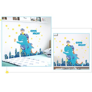 Decal dán tường Khủng long xanh