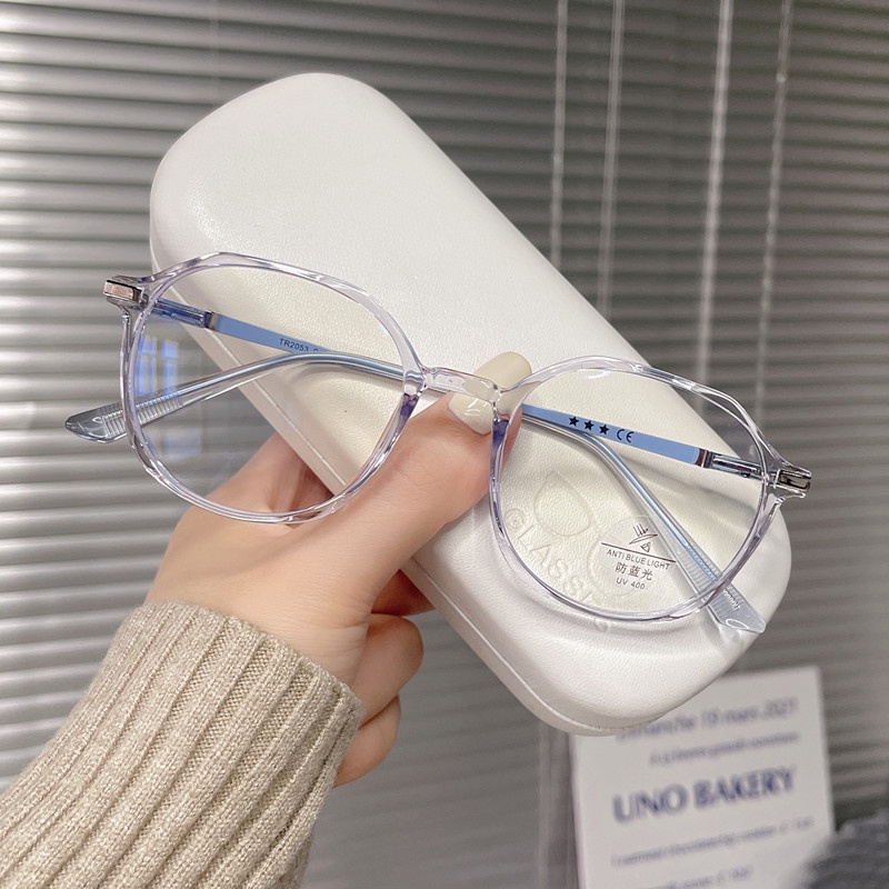 Mắt Kính Gọng Kim Loại Chống Bức Xạ Phong Cách Retro Hàn Quốc Cho Nam Nữ