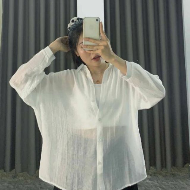Sơ mi Voan khoác nhẹ tay cánh dơi form đẹp