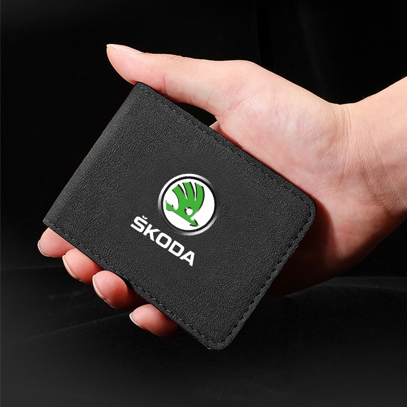 Ví Da Đen Siêu Mỏng Đựng Bằng Lái Xe Cho Skoda Octavia Fabia Rapid Yeti Kodiaq Superb
