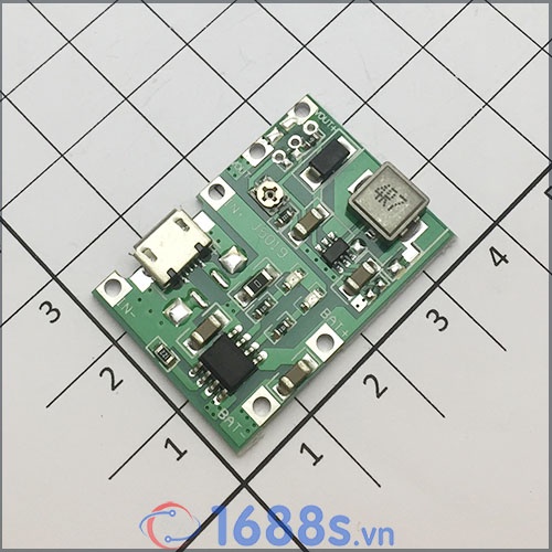 Mạch sạc pin 18650 TC4056 1S tích hợp Mạch tăng áp 2A từ 3.5V lên 25V - 1688s.vn
