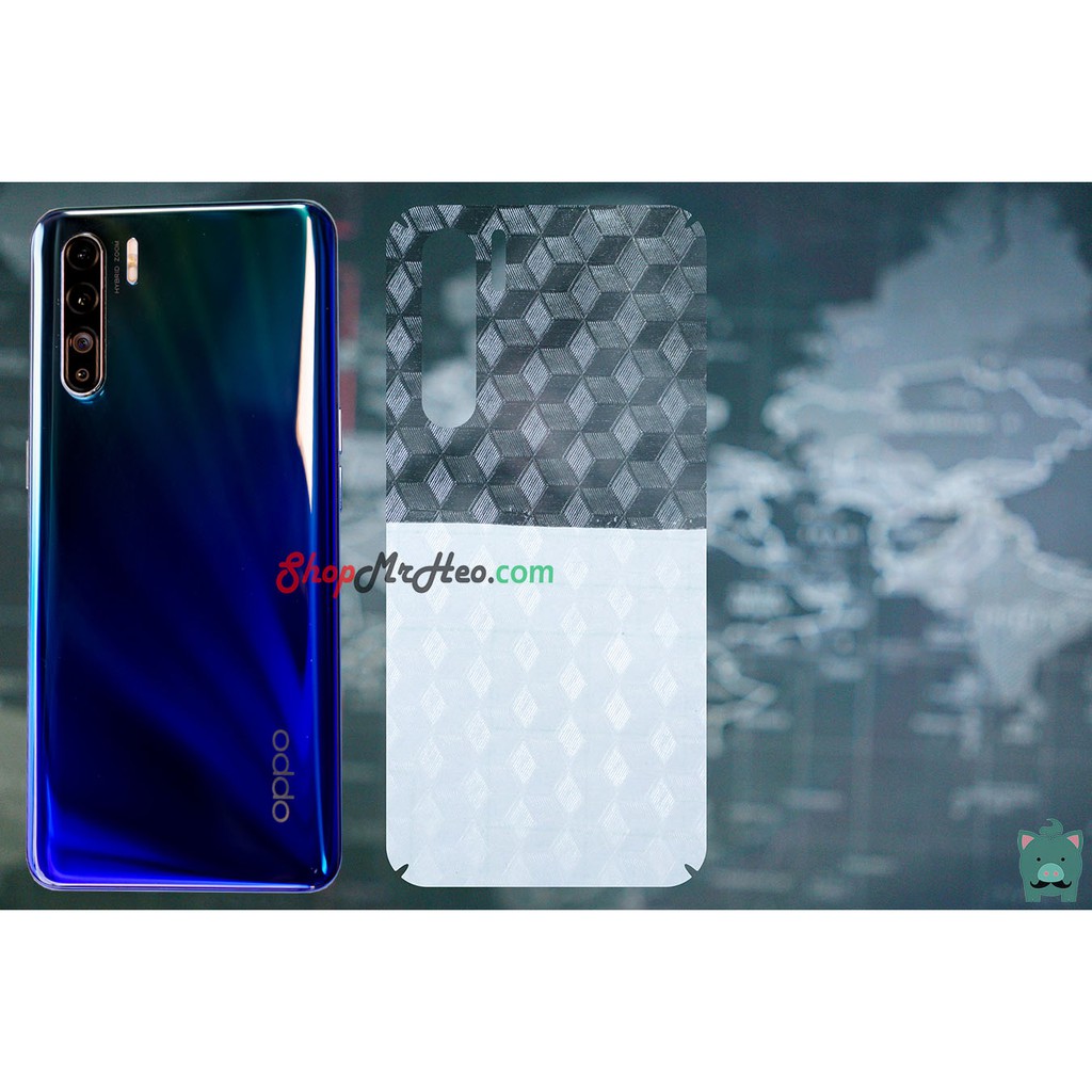 Skin Dán Mặt Sau Lưng Vân 3D OPPO Reno3 - Reno3 Pro - Reno 3 Pro 5G - Carbon, Hình hộp, Nhám, Vân Da