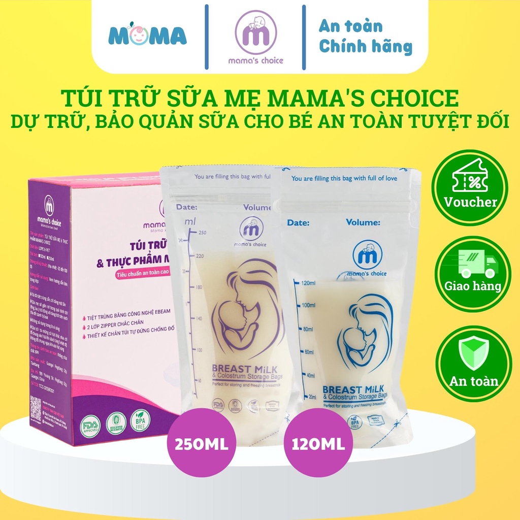 Túi Đựng Sữa Mẹ Mama's Choice 120ml - 250ml | Túi Trữ Sữa Mẹ, dự trữ, bảo quản sữa cho bé an toàn tuyệt đối