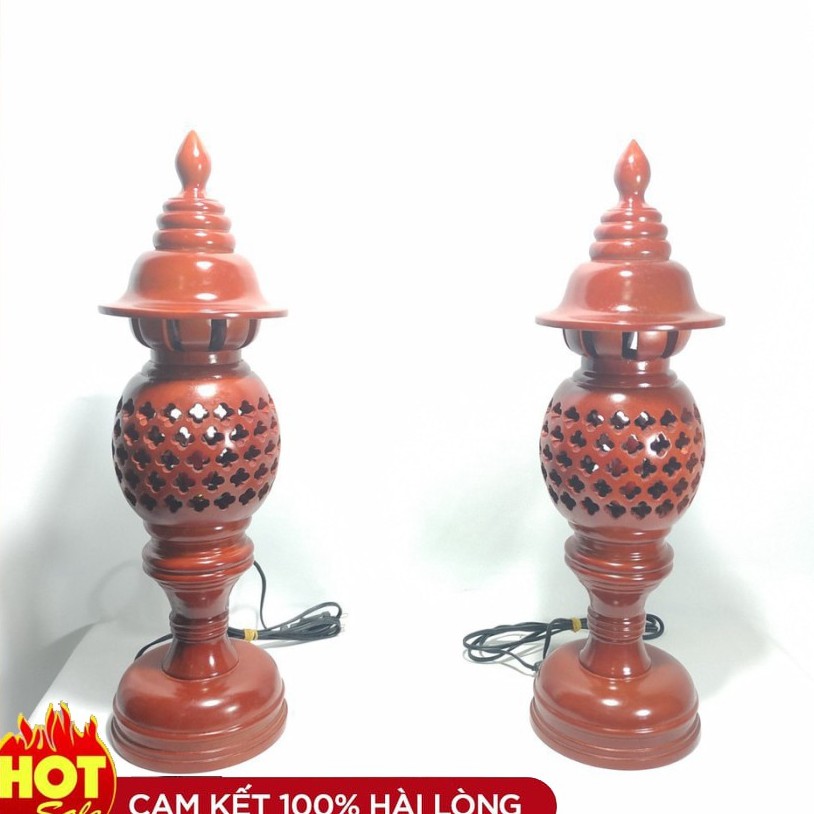 BỘ ĐÔI ĐÈN THỜ  ÀM BẰNG GỖ PHONG THỦY- KÈM BÓNG THỜ ( LOẠI CAO 48CM) ẢNH THẬT Hàng loại 1 cao