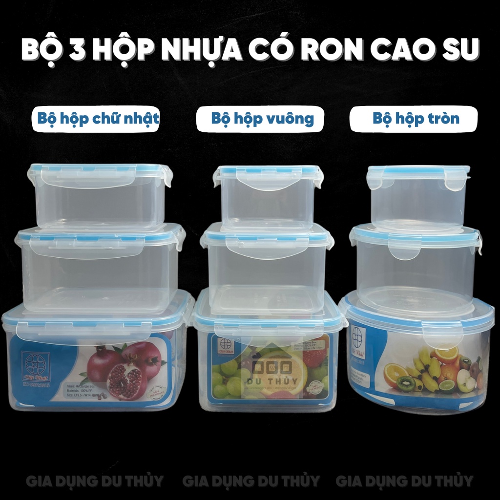 Hộp đựng thực phẩm có ron chống tràn , nhựa PP an toàn, chịu nhiệt tốt dùng được trong lò vi sóng