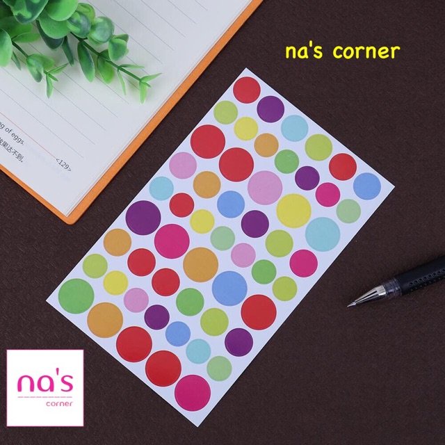 Bộ 6 tờ Decal dán miếng dán trang trí hình tim, ngôi sao, tròn sticker stickers