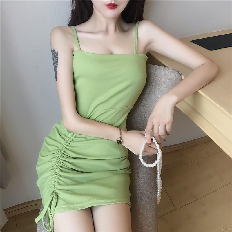 Đầm body trễ vai cổ về thiết kế có dây rút phong cách Hàn Quốc gợi cảm