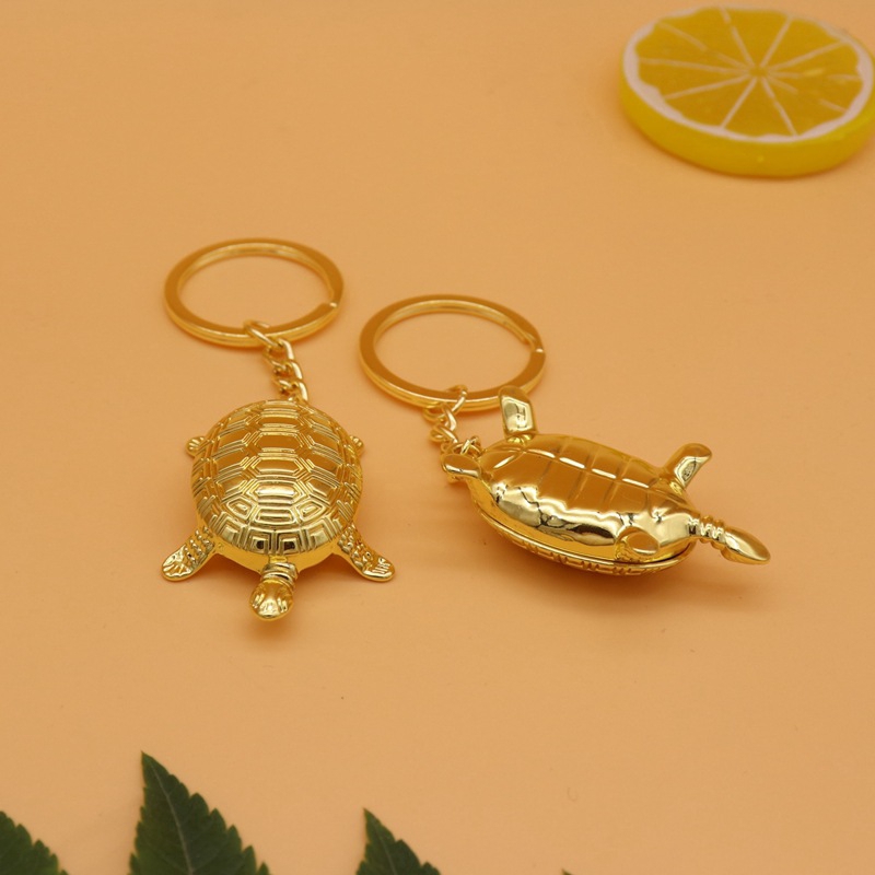 Mặt móc khóa hình chú rùa vàng bằng hợp kim lớn 5cm