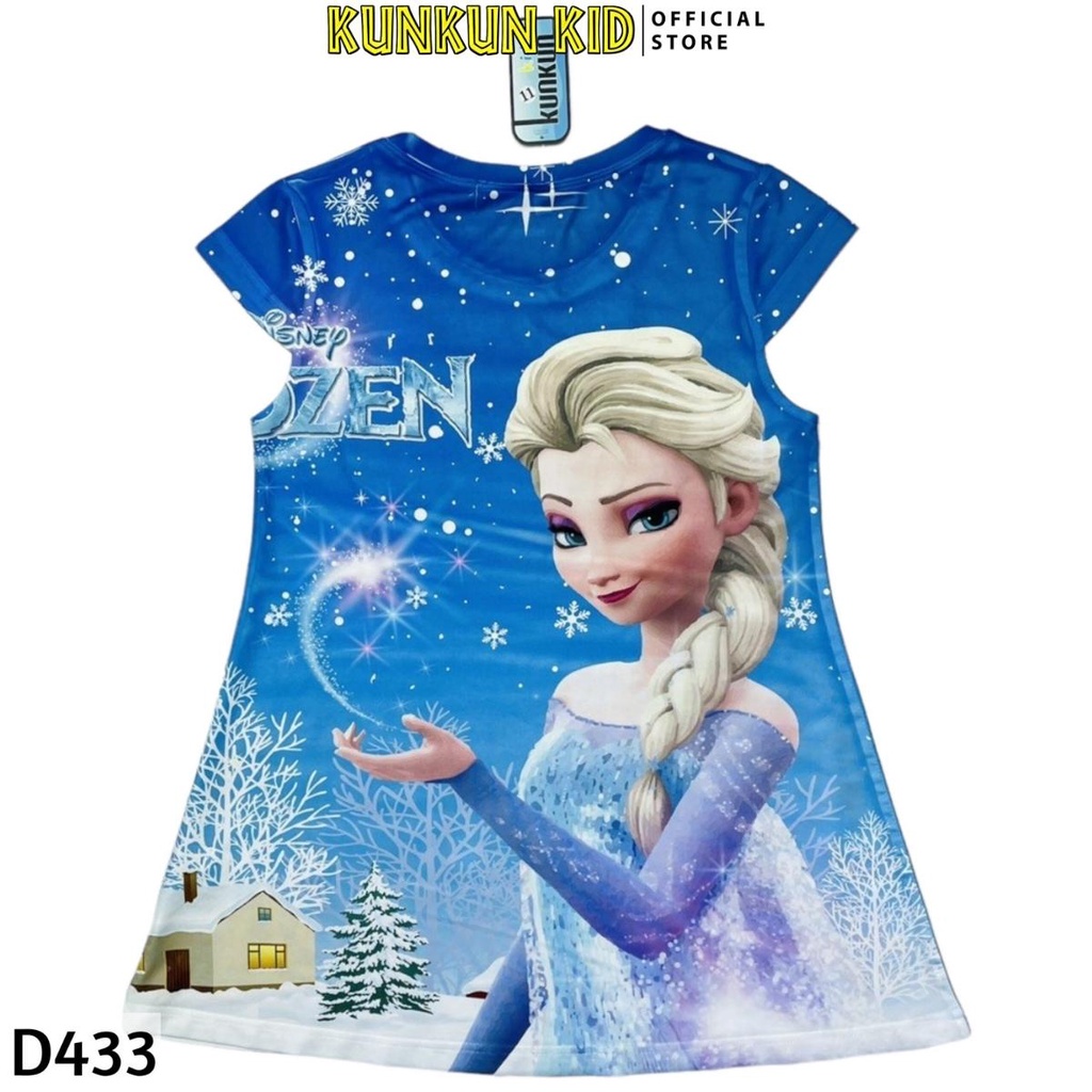 Váy bé gái thun lạnh in 3d công chúa elsa Kunkun Kid D433-D694-D290-D433