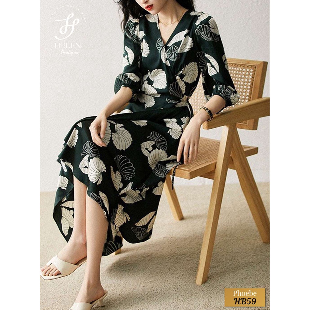 Đầm dáng dài họa tiết sò biển sang trọng - Phoebe Dress - Helen Boutique