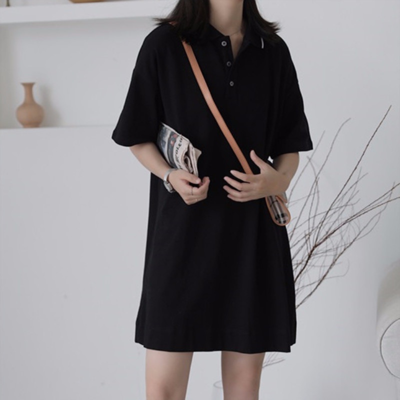 Đầm Thun Tay Ngắn Cổ Polo Dễ Phối Đồ Hợp Thời Trang Cho Nữ