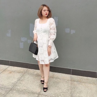 ĐẦM REN HOA CÚC NỔI bigsize (ảnh thật)