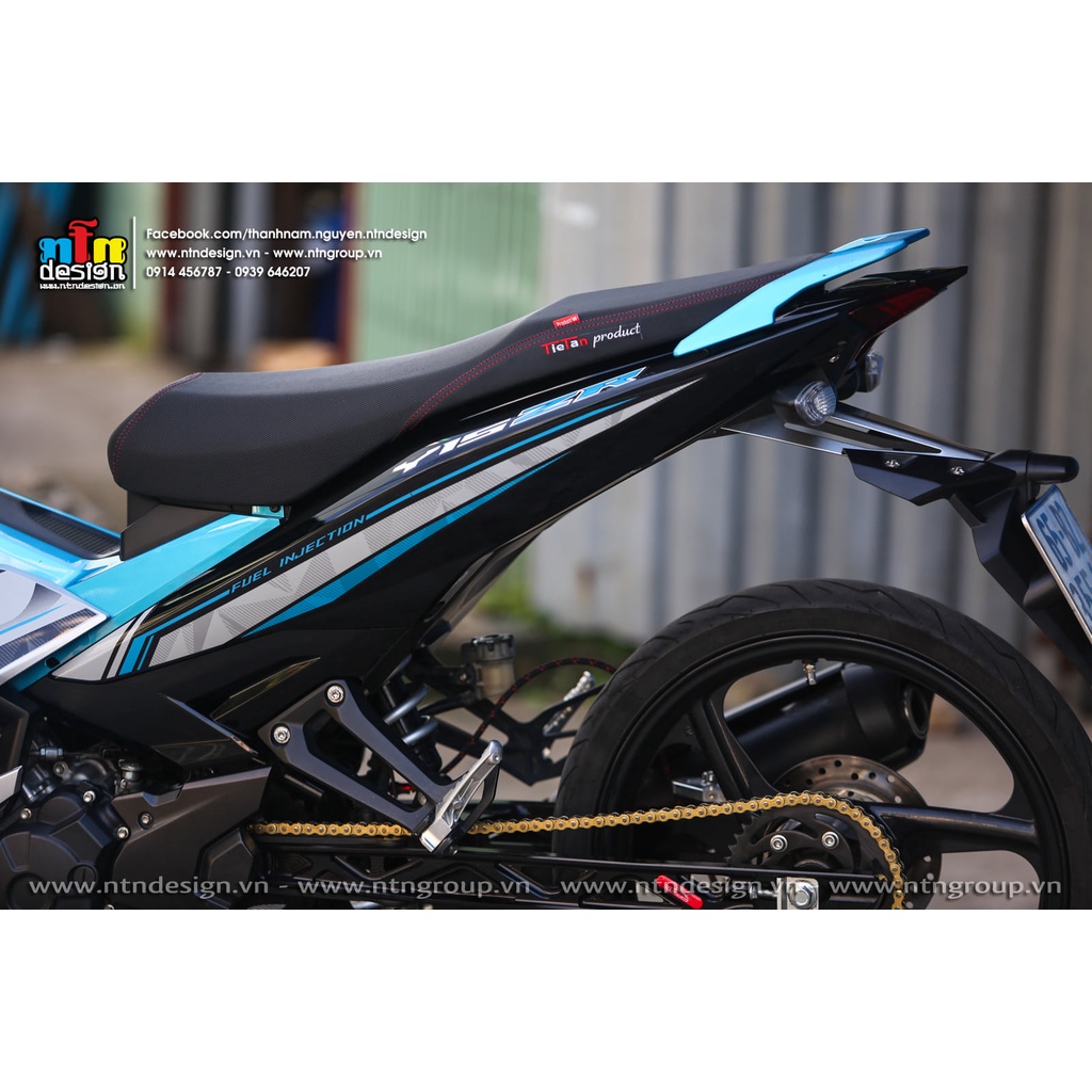 Tem Rời Dán Xe Exciter 150 Mẫu Y15ZR Bạc Xanh Đen  Cực Hot, Hàng 3 Lớp Chất Lượng Cao