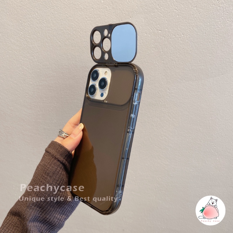 Ốp Điện Thoại TPU Mềm Trong Suốt Màu Trơn Có Gương Trang Điểm Cho iPhone 14 13 12 Pro Max 11 Xr Xs Max X 7 8 Plus