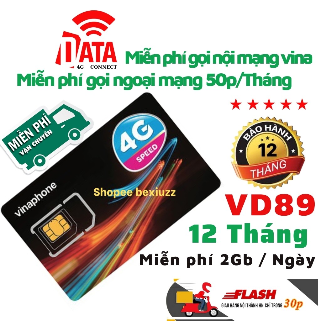 SIM VD89 , VD149 , D500 ( MIỄN PHÍ 360 ngày Data 4G + Gọi )VINAPHONE.Đăng Ký Chính Chủ