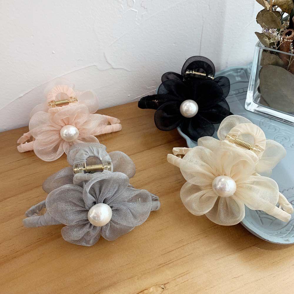 Kẹp Tóc Càng Cua Bằng Vải Ren Hoa Ngọt Ngào Kích Thước Lớn Mẫu Mới Dành Cho Bạn Nữ