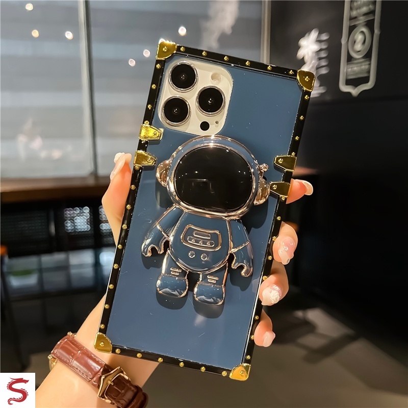 Ốp Điện Thoại Hình Vuông Họa Tiết Phi Hành Gia Hoạt Hình Cho iphone 15 14 pro max 13 12 11pro xs xr 8 7plus 6plus