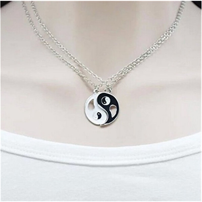 Set 2 Vòng cổ Tình Bạn Mặt Âm Dương Trắng Đen