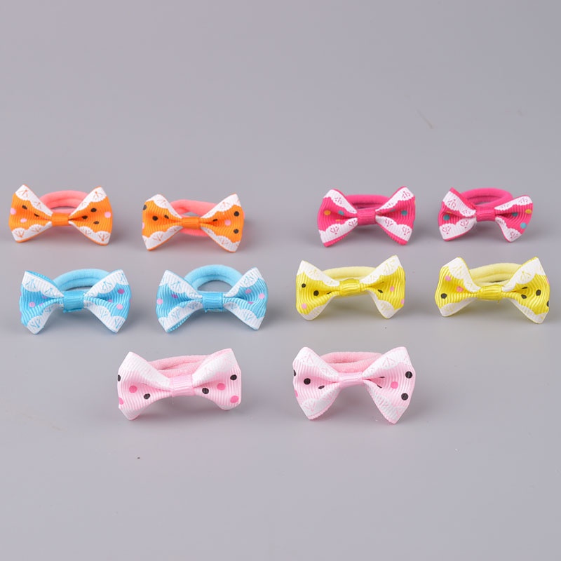 Set 10 Dây Cột Tóc Co Giãn Đính Nơ Thời Trang Cho Bé Gái