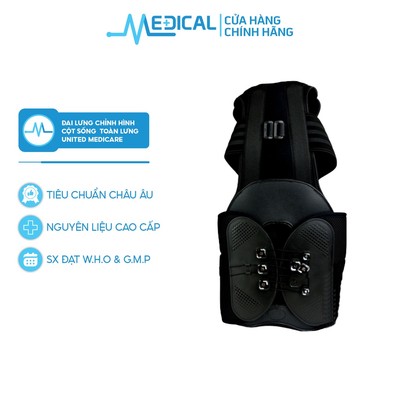 Đai chỉnh hình cột sống toàn lưng UNITED MEDICARE A16 màu đen MEDICAL