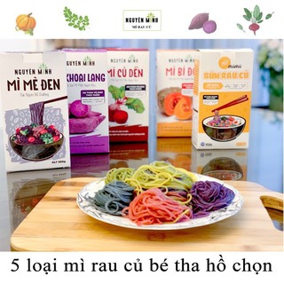 Combo 5 Mì Rau Củ Nguyên Minh (Mì Chùm Ngây, Mì Mè Đen, Mì Bí Đỏ, Mì Củ Dền, Mì Khoai Lang)