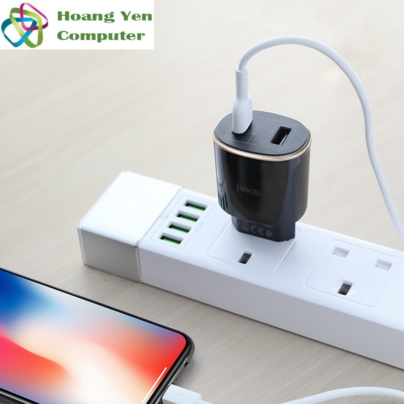 Cốc Sạc Nhanh Hoco C60A QC3.0 18W 2 Cổng USB - BH 1 năm Chính Hãng - Hoàng Yến Computer