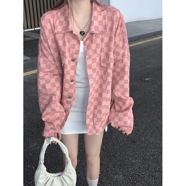 Áo Khoác Jean Kẻ Caro