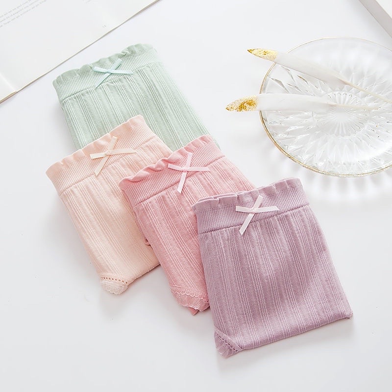 Quần lót cotton nữ LYMIA xước sợi kháng khuẩn siêu co dãn chun nơ QL03