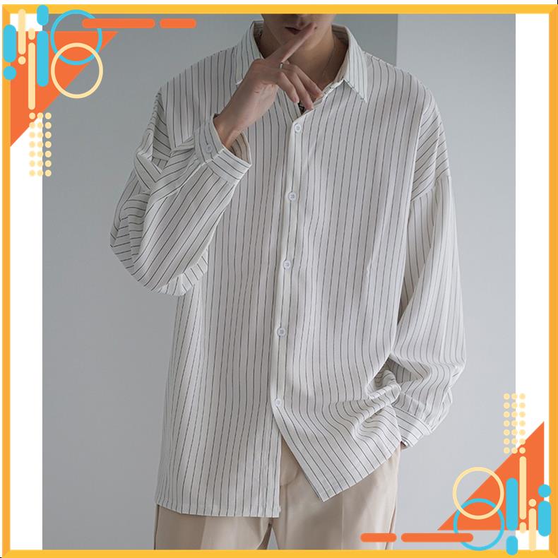 Áo Sơ Mi Sọc Trắng Đen Oversize Form Rộng NEIT STORE Phong Cách Hàn Quốc Basic Đơn Giản MSP18289