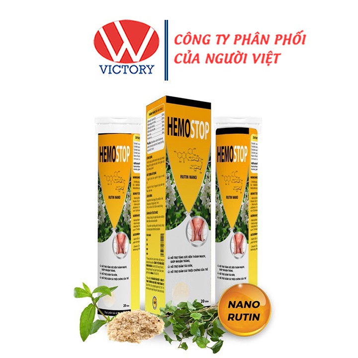 Viên sủi Hemostop - Đánh bay trĩ nội, trị ngoại, giúp nhuận tràng, giảm táo bón - Tuýp 20 viên - VictoryPharmacy | BigBuy360 - bigbuy360.vn